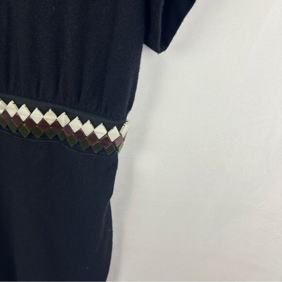 Catherine Malandrino Vneck dress wool cashmere beaded belt size L - Picture 5 of 6